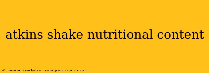 atkins shake nutritional content