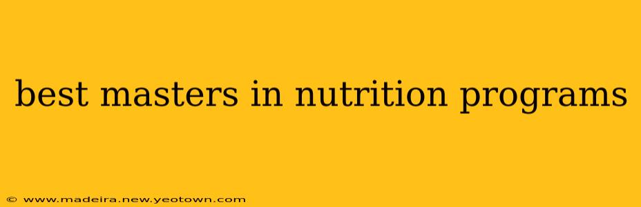 best masters in nutrition programs