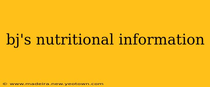 bj's nutritional information