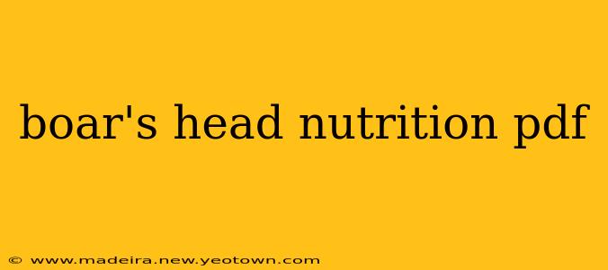 boar's head nutrition pdf