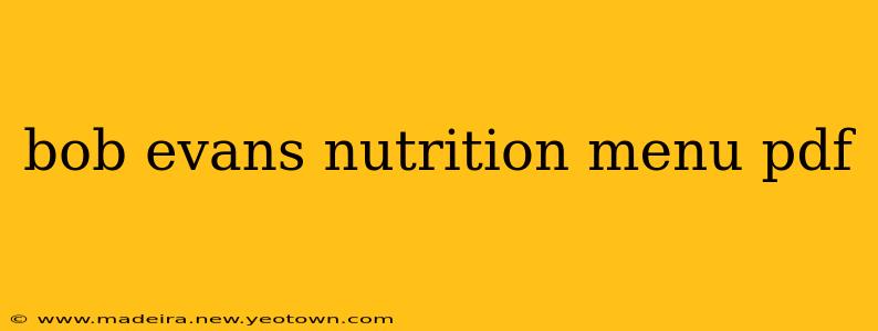 bob evans nutrition menu pdf