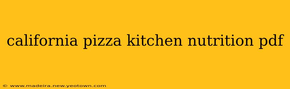 california pizza kitchen nutrition pdf