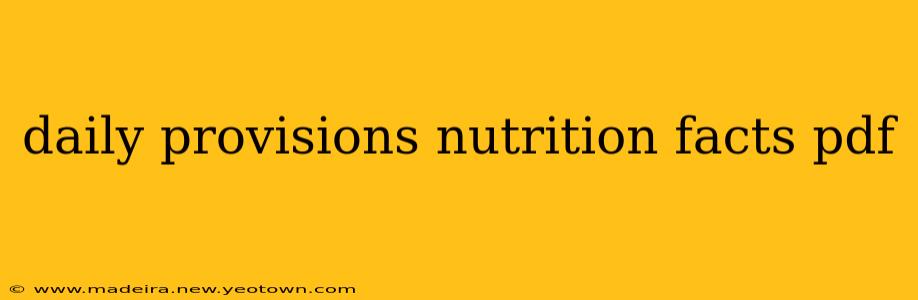 daily provisions nutrition facts pdf