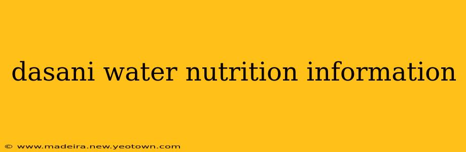 dasani water nutrition information