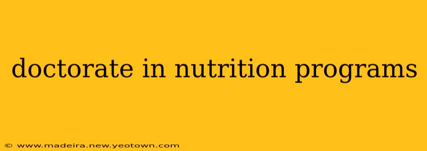 doctorate in nutrition programs
