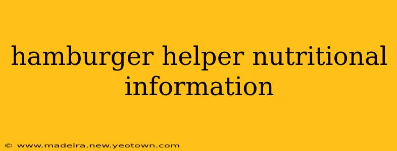 hamburger helper nutritional information