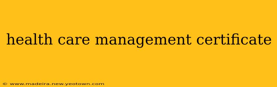 health care management certificate