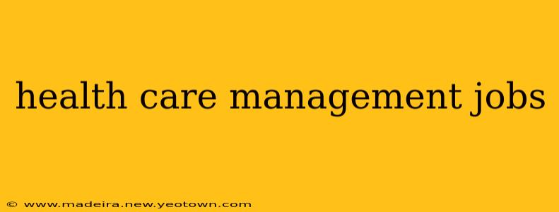 health care management jobs