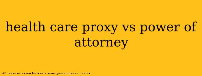 health care proxy vs power of attorney