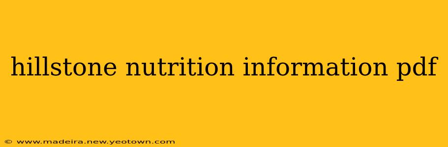hillstone nutrition information pdf