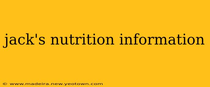 jack's nutrition information