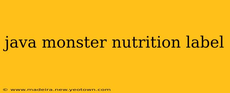 java monster nutrition label