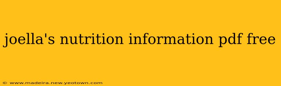 joella's nutrition information pdf free
