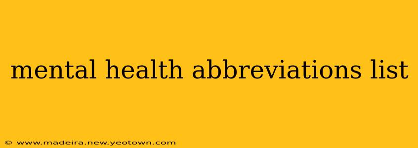 mental health abbreviations list