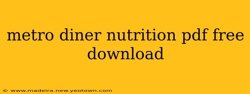 metro diner nutrition pdf free download