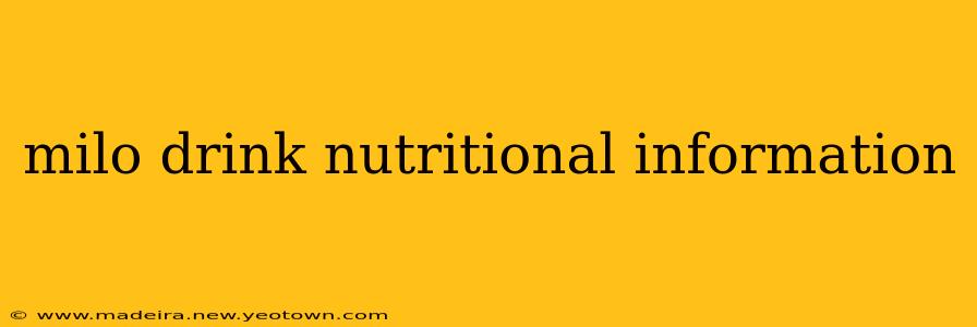 milo drink nutritional information