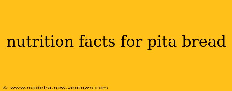 nutrition facts for pita bread