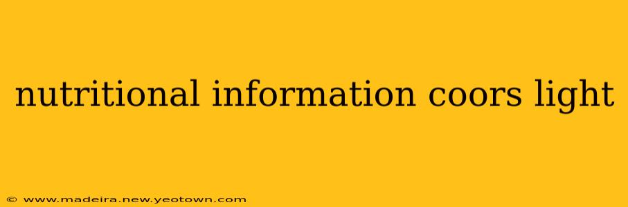 nutritional information coors light