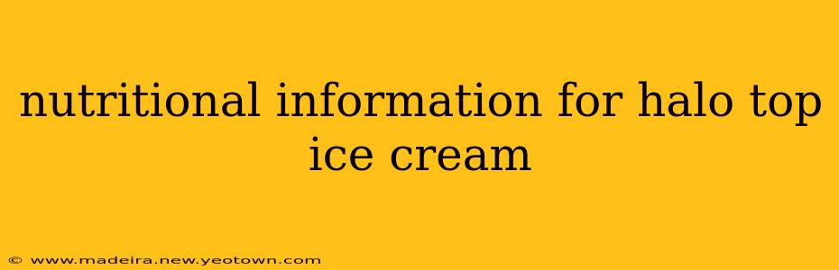 nutritional information for halo top ice cream