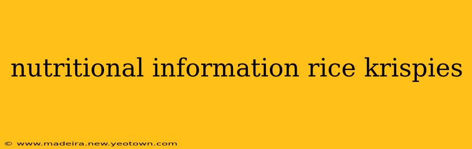 nutritional information rice krispies