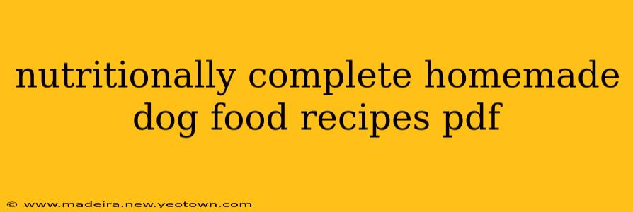 nutritionally complete homemade dog food recipes pdf