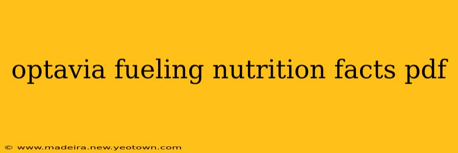 optavia fueling nutrition facts pdf