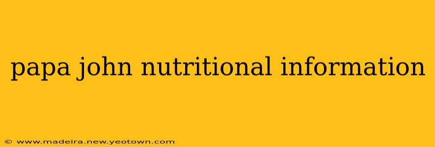 papa john nutritional information
