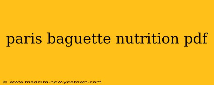 paris baguette nutrition pdf