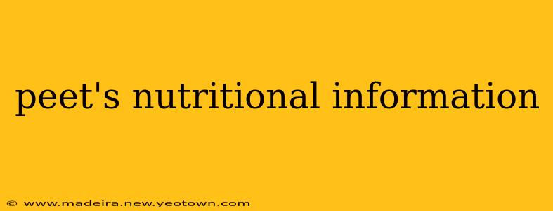 peet's nutritional information