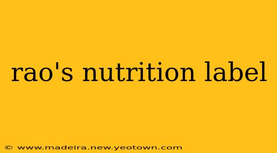 rao's nutrition label