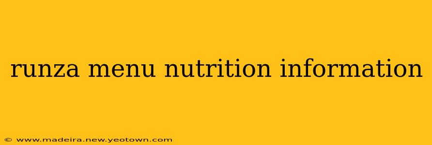 runza menu nutrition information