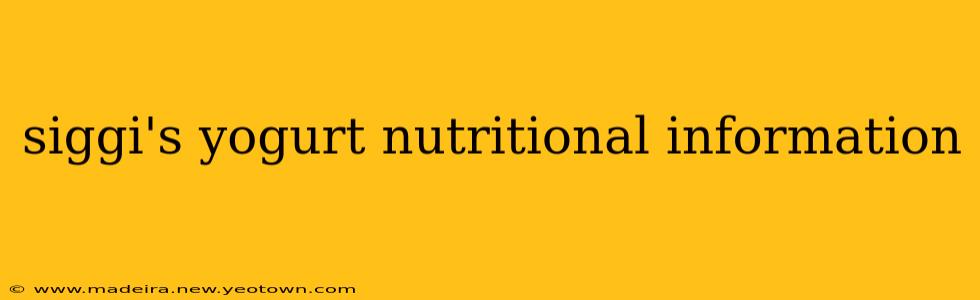 siggi's yogurt nutritional information