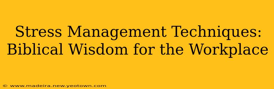 Stress Management Techniques: Biblical Wisdom for the Workplace