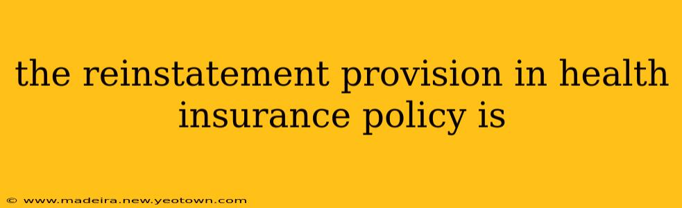 the reinstatement provision in health insurance policy is