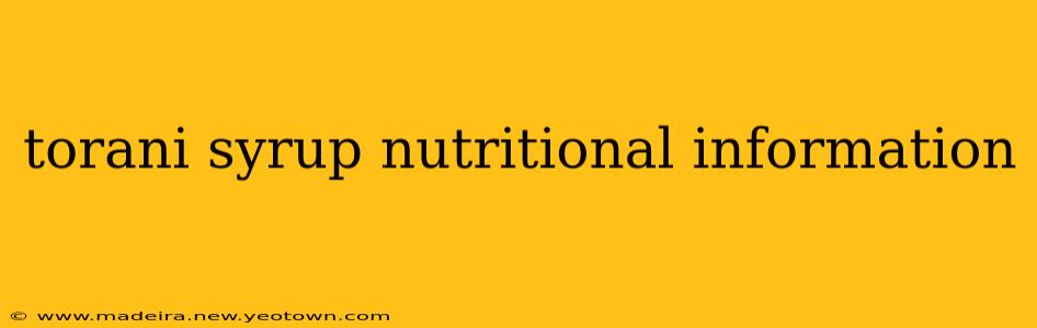 torani syrup nutritional information