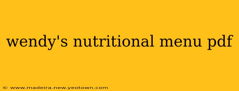 wendy's nutritional menu pdf