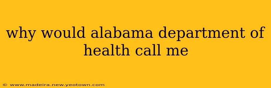 why would alabama department of health call me